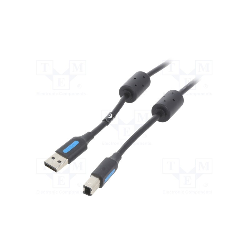 1 pcs x VENTION - COQBL - Cable, USB 2.0, USB A plug,USB B plug, nickel plated, 10m, black