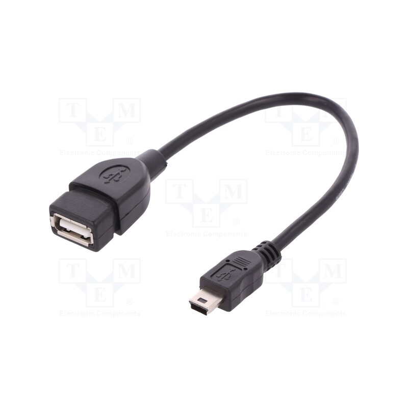 1 pcs x DIGITUS - AK-300310-002-S - Cable, OTG,USB 2.0, USB A socket,USB B mini plug, 0.2m, black