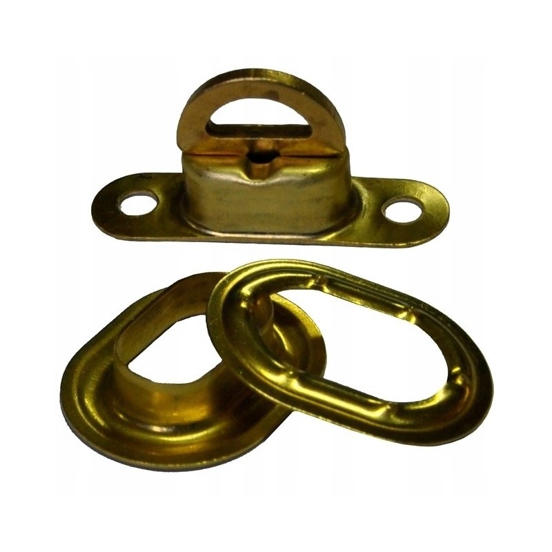Eyelet with clasp liverse with snare tarpaulin 22 5x13 5 mm brass 10 pcs