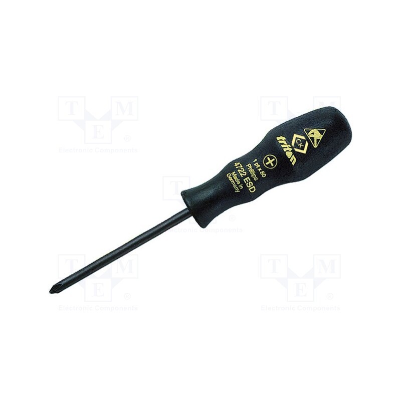 1 pcs x C.K - T4722ESD 1 - Screwdriver, Phillips, PH1, ESD, Blade length: 80mm