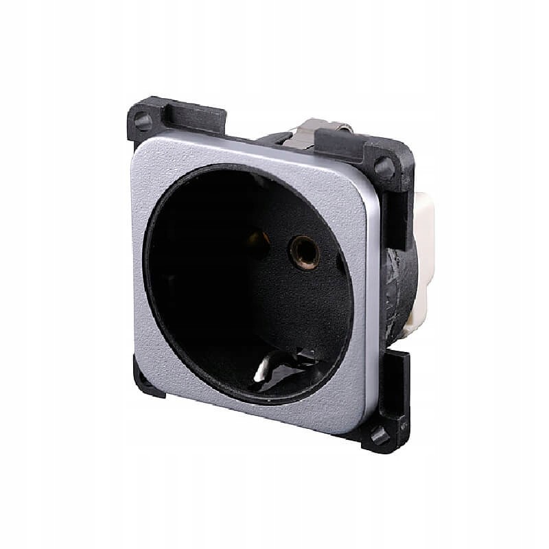 Schuko insert, 2 poles, 10 16 a 250 V, silver