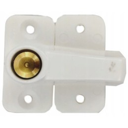 White camper cabinet door lock