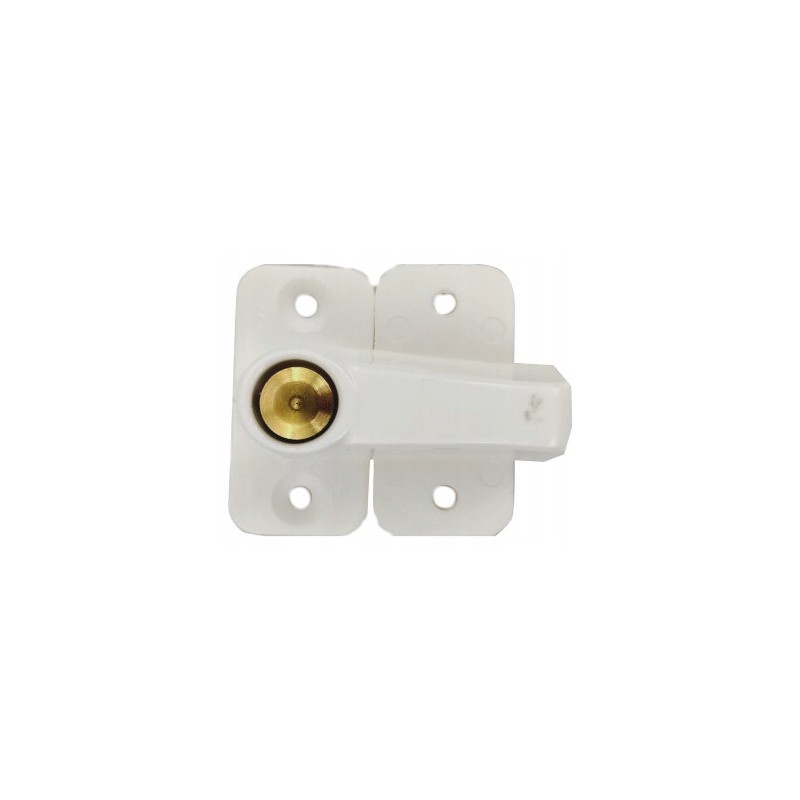 White camper cabinet door lock