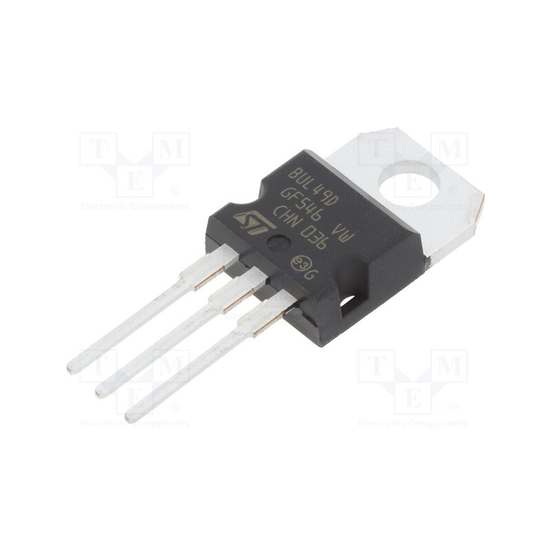 1 pcs x STMicroelectronics - BUL49D - Transistor: NPN, bipolar, 450V, 5A, 80W, TO220AB, 1.23÷1.32mm