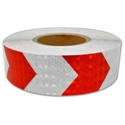 Red and white reflective tape, 25 m, self-adhesive