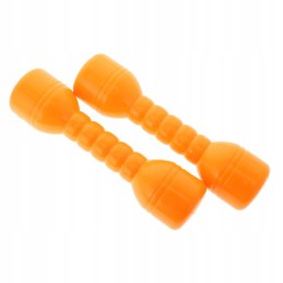 1 pair of plastic dumbbells with a yellow sound