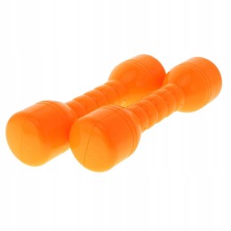 1 pair of plastic dumbbells with a yellow sound