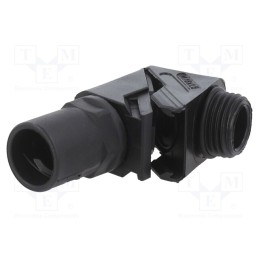 1 pcs x HUMMEL - 1.513.1601.50 - 90° angled connector, Thread: metric,outside, polyamide, black