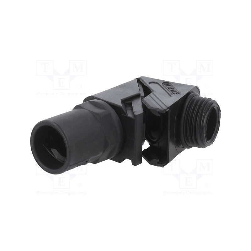 1 pcs x HUMMEL - 1.513.1601.50 - 90° angled connector, Thread: metric,outside, polyamide, black