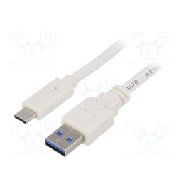 1 pcs x GEMBIRD - CCP-USB3-AMCM-W-0.5M - Cable, USB 3.0, USB A plug,USB C plug, gold-plated, 0.5m, white