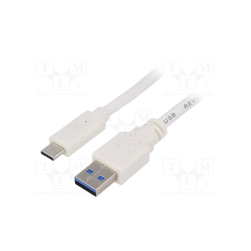 1 pcs x GEMBIRD - CCP-USB3-AMCM-W-0.5M - Cable, USB 3.0, USB A plug,USB C plug, gold-plated, 0.5m, white