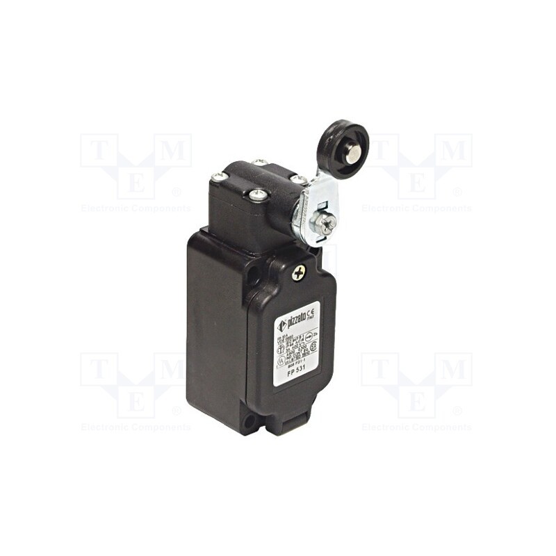 1 pcs x PIZZATO ELETTRICA - FP 531 - Limit switch, lever R 40mm, plastic roller Ø20mm,rubber seal