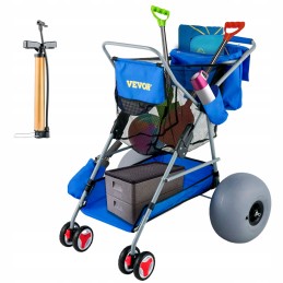 Foldable blue beach stroller