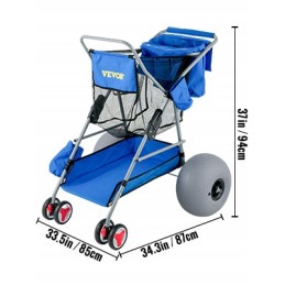 Foldable blue beach stroller