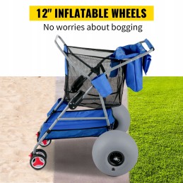 Foldable blue beach stroller