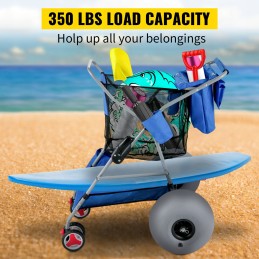 Foldable blue beach stroller