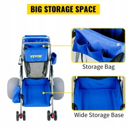 Foldable blue beach stroller