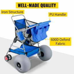 Foldable blue beach stroller