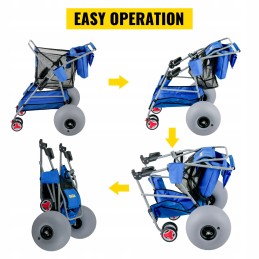 Foldable blue beach stroller