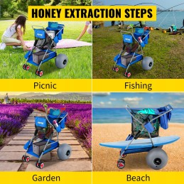 Foldable blue beach stroller
