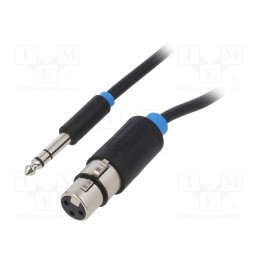 1 pcs x VENTION - BBEBH - Cable, Jack 6,3mm plug,XLR female 3pin, 2m, black, Øcable: 6mm
