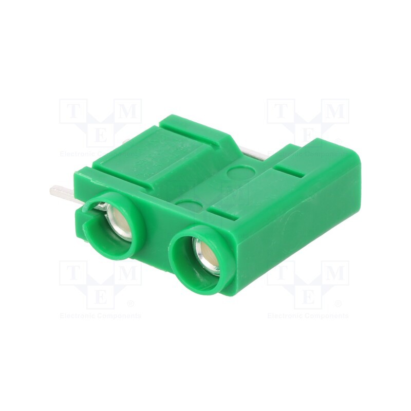 1 pcs x DELTRON - 572-0400 - Socket, 4mm banana, 10A, 250VDC, green, silver plated, PCB, 29.7mm