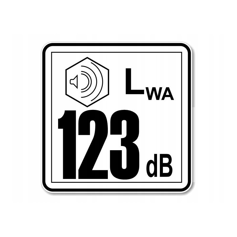 Lion sticker 123 dB marking the power of the noise level