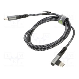 1 pcs x Goobay - 64659 - Cable, USB 2.0, USB C plug,USB C angled plug, 1m, 480Mbps