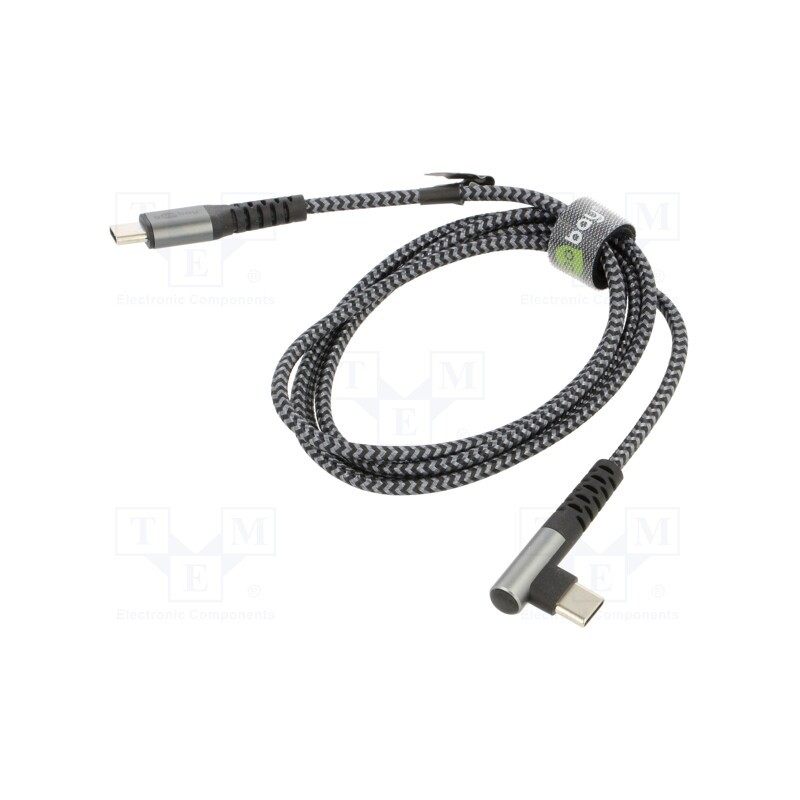 1 pcs x Goobay - 64659 - Cable, USB 2.0, USB C plug,USB C angled plug, 1m, 480Mbps