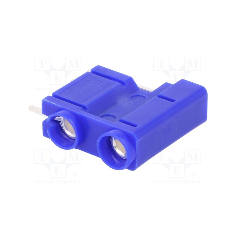 1 pcs x DELTRON - 572-0200 - Socket, 4mm banana, 10A, 250VDC, blue, silver plated, PCB, 29.7mm