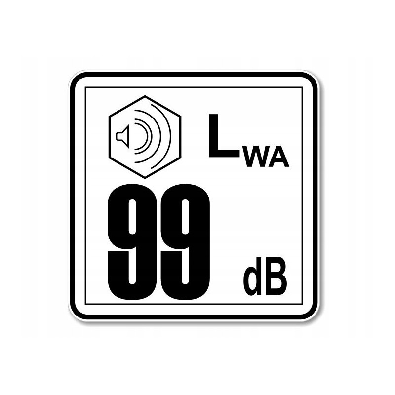 Lion sticker 99 dB marking the power of the noise level