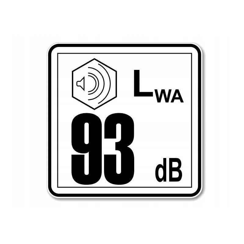 Lion sticker 93 dB marking the power of the noise level