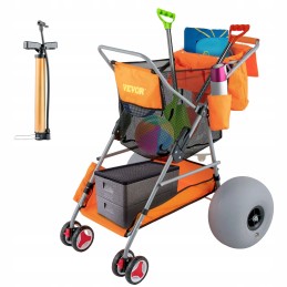Orange foldable beach stroller