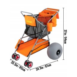 Orange foldable beach stroller