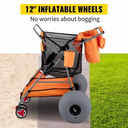 Orange foldable beach stroller