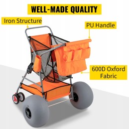 Orange foldable beach stroller