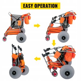 Orange foldable beach stroller