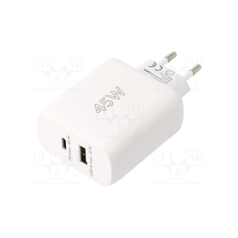 1 pcs x Goobay - 65412 - Power supply: switched-mode, plug, 5VDC,, 45W, Plug: EU, 85.9%