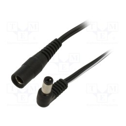 1 pcs x WEST POL - A21-C21-T050-150BK - Cable, 2x0.5mm2, DC 5,5/2,1 plug,DC 5,5/2,1 socket, angled, 1.5m