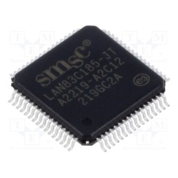 1 pcs x MICROCHIP TECHNOLOGY - LAN83C185-JT - IC: transceiver, 10/100Base-T, full duplex,MII, LQFP64, 3.3V