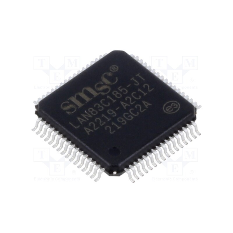 1 pcs x MICROCHIP TECHNOLOGY - LAN83C185-JT - IC: transceiver, 10/100Base-T, full duplex,MII, LQFP64, 3.3V