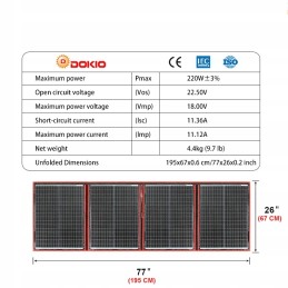 Photovoltaic panel solar foldable 18v 220w controller 12v 20a
