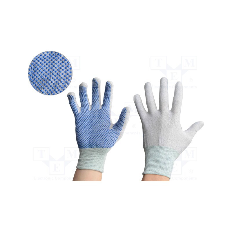 1 set x ANTISTAT - 109-0603 - Protective gloves, ESD, XL, polyamide,PVC,carbon fiber