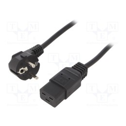 1 pcs x GEMBIRD - PC-186-C19 - Cable, 3x1.5mm2, CEE 7/7 (E/F) plug angled,IEC C19 female, PVC