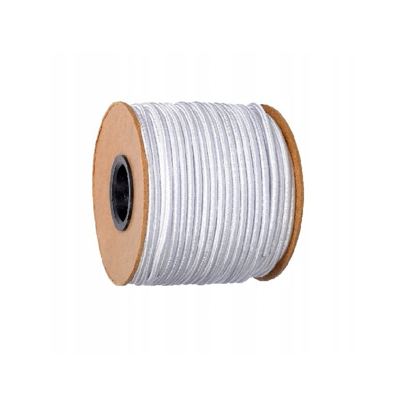 Expander, elastic rubber rope, fi 8 mm, white, 10 m