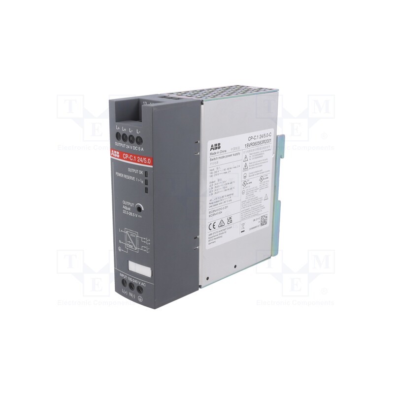 1 pcs x ABB - 1SVR360563R2001 - Power supply: switched-mode, for DIN rail, 120W, 24VDC, 5A, OUT: 1