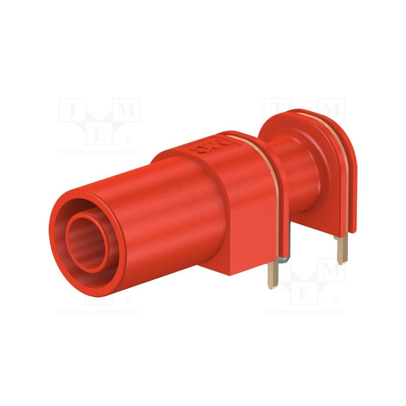 1 pcs x STu00c4UBLI - 66.9040-22 - Socket, 4mm banana, 24A, 33mm, red, gold-plated, on panel,PCB