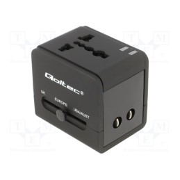 1 pcs x QOLTEC - 50133 - Adapter, 5VDC, 2.1A, Plug: EU, Input: USB A port x2, Colour: black