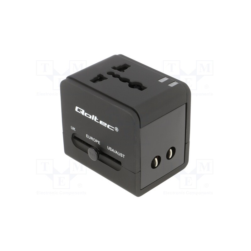 1 pcs x QOLTEC - 50133 - Adapter, 5VDC, 2.1A, Plug: EU, Input: USB A port x2, Colour: black
