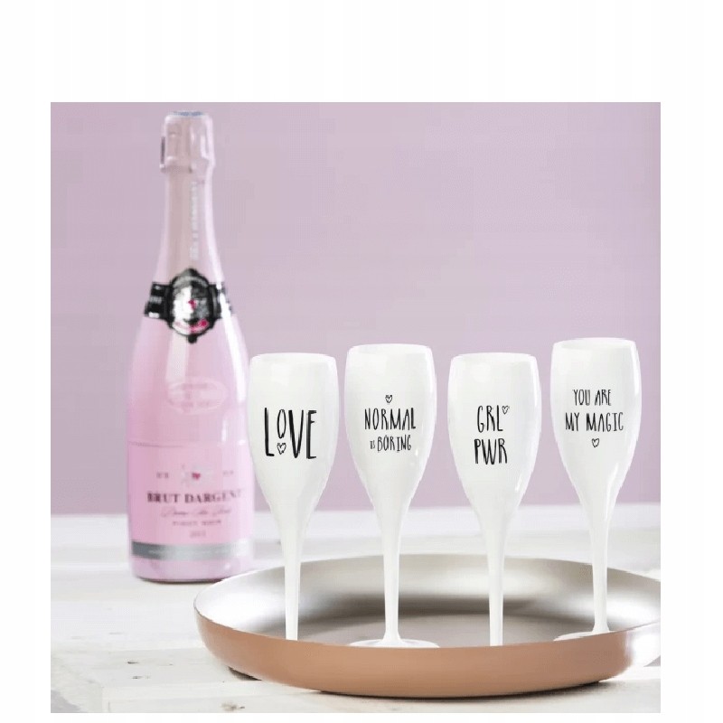 A set of plastic goat champagne glasses